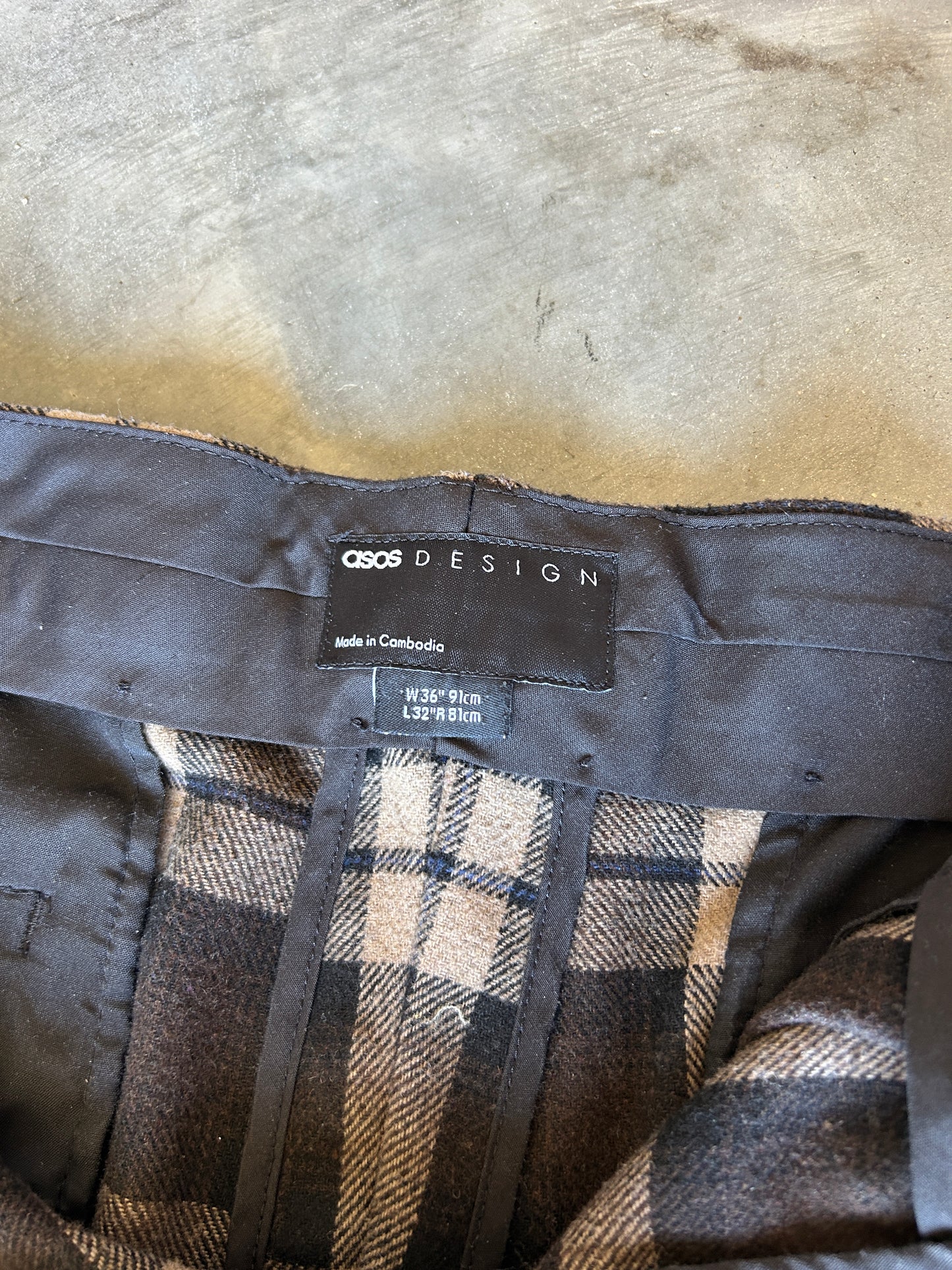 Asos Design Beige Flannel Trousers (36x30)