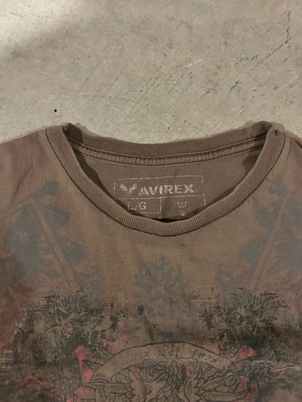 Y2K Brown Avirex Grunge Tee (L)
