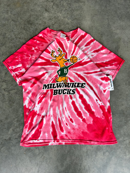 Vintage Milwaukee Bucks Retro Logo Tie Dye Tee (L)