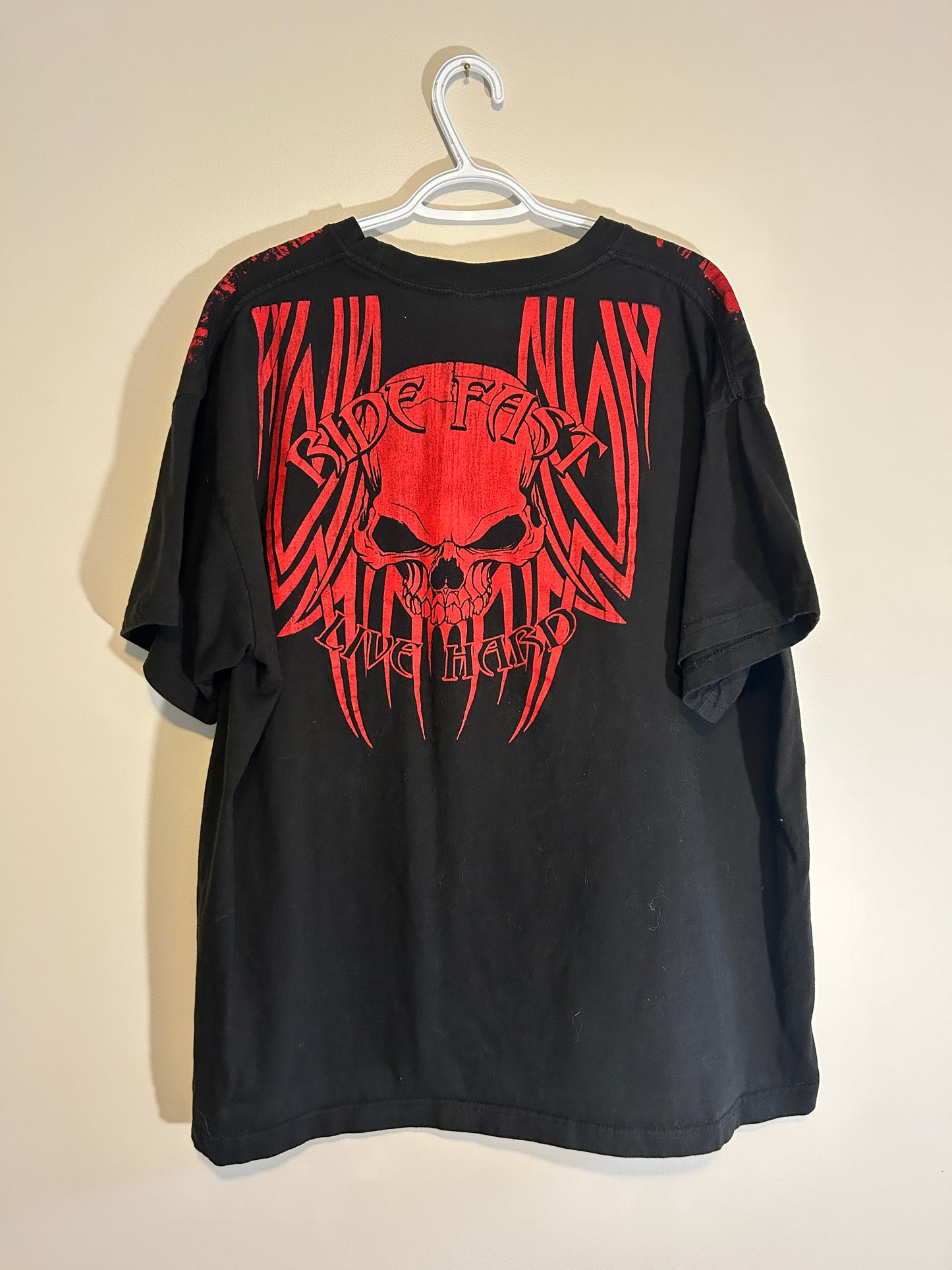 Y2K Style Full Print Red Skull Tee (2XL)