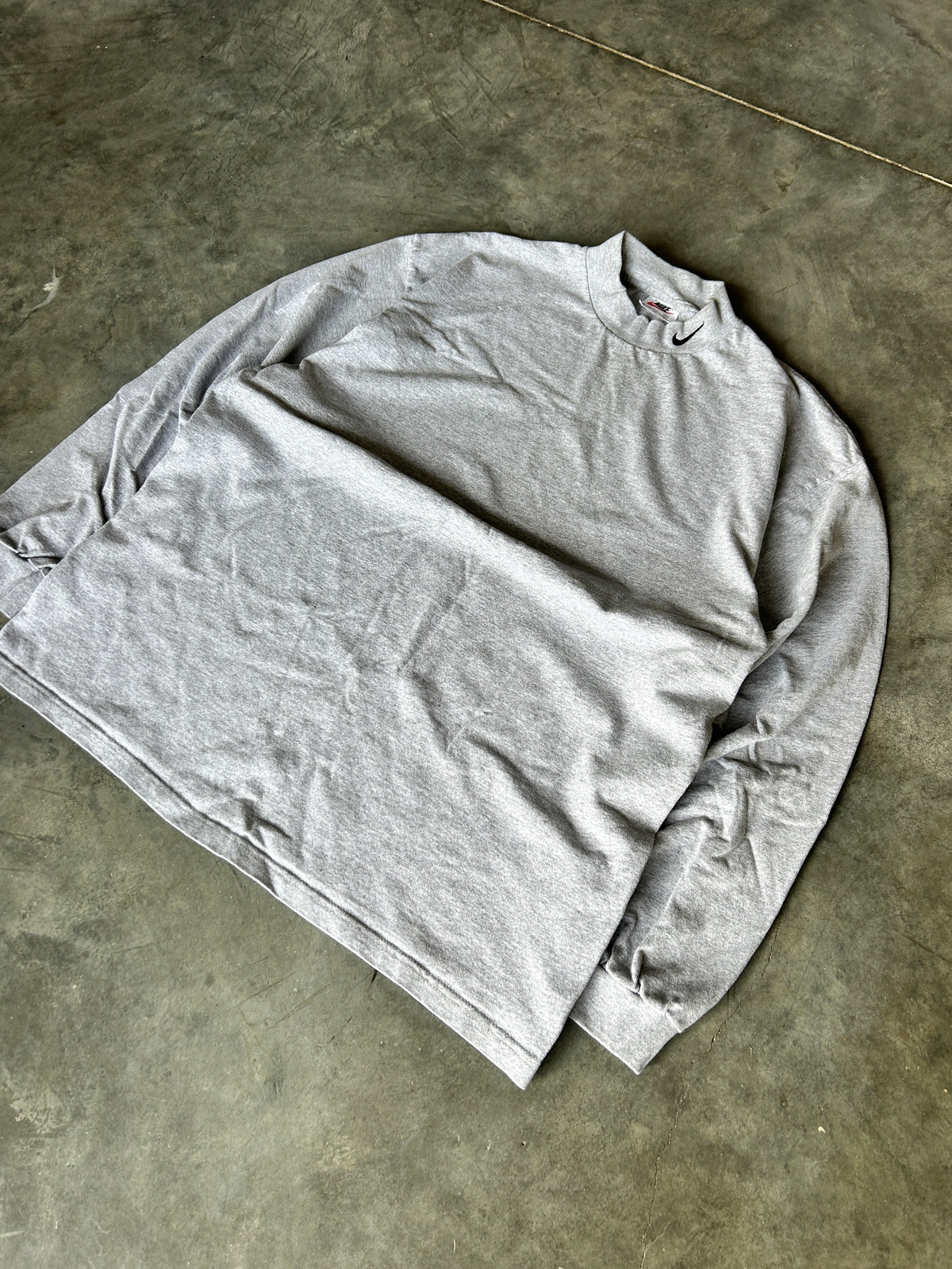 Vintage Grey Nike Mock Neck Check LS Shirt (XL)