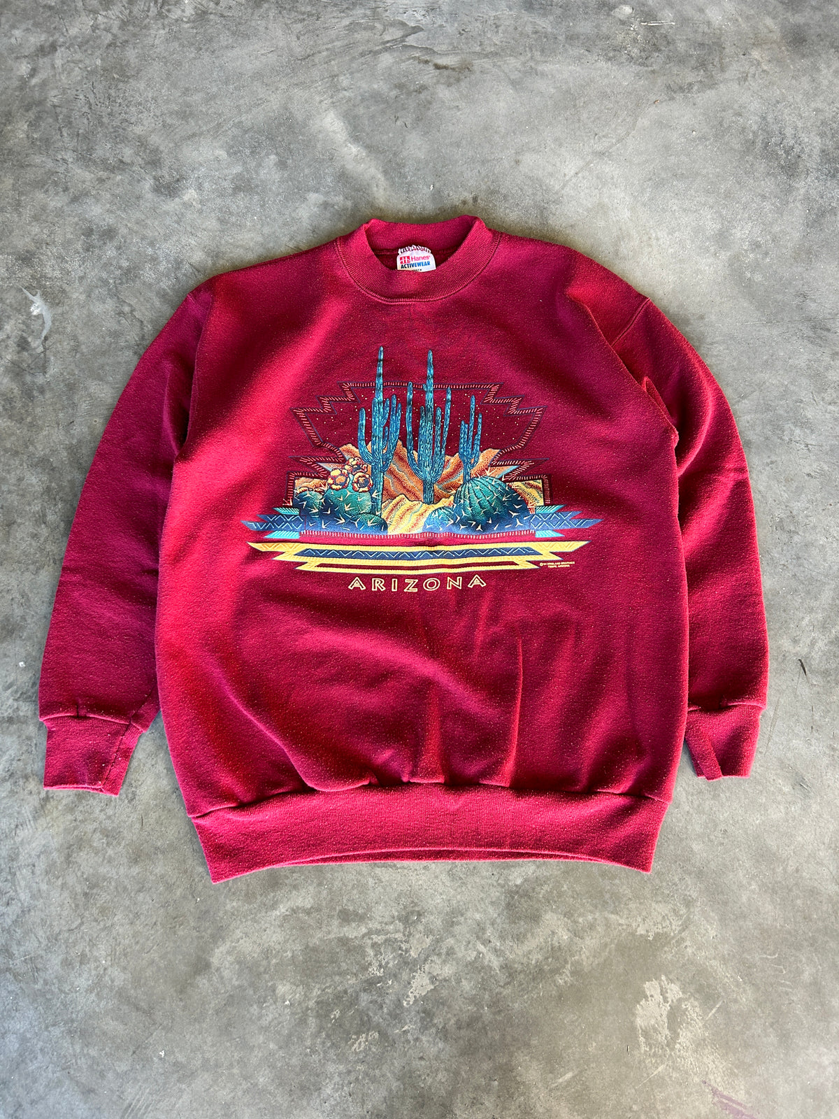 Vintage Red Arizona Cactus Crew (M)