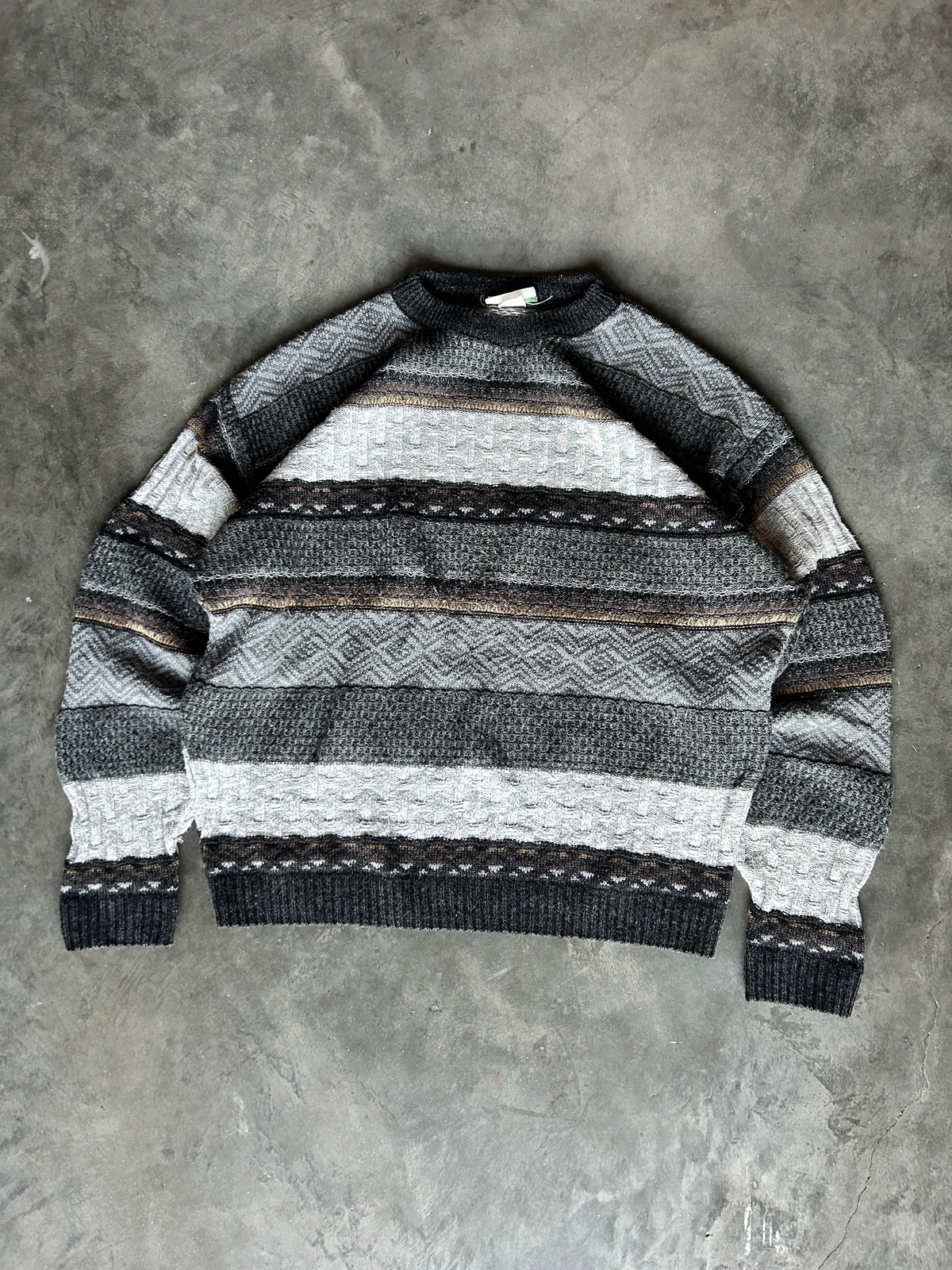 Vintage Porto Bello Stripe Patterned Knit Sweater (XL)