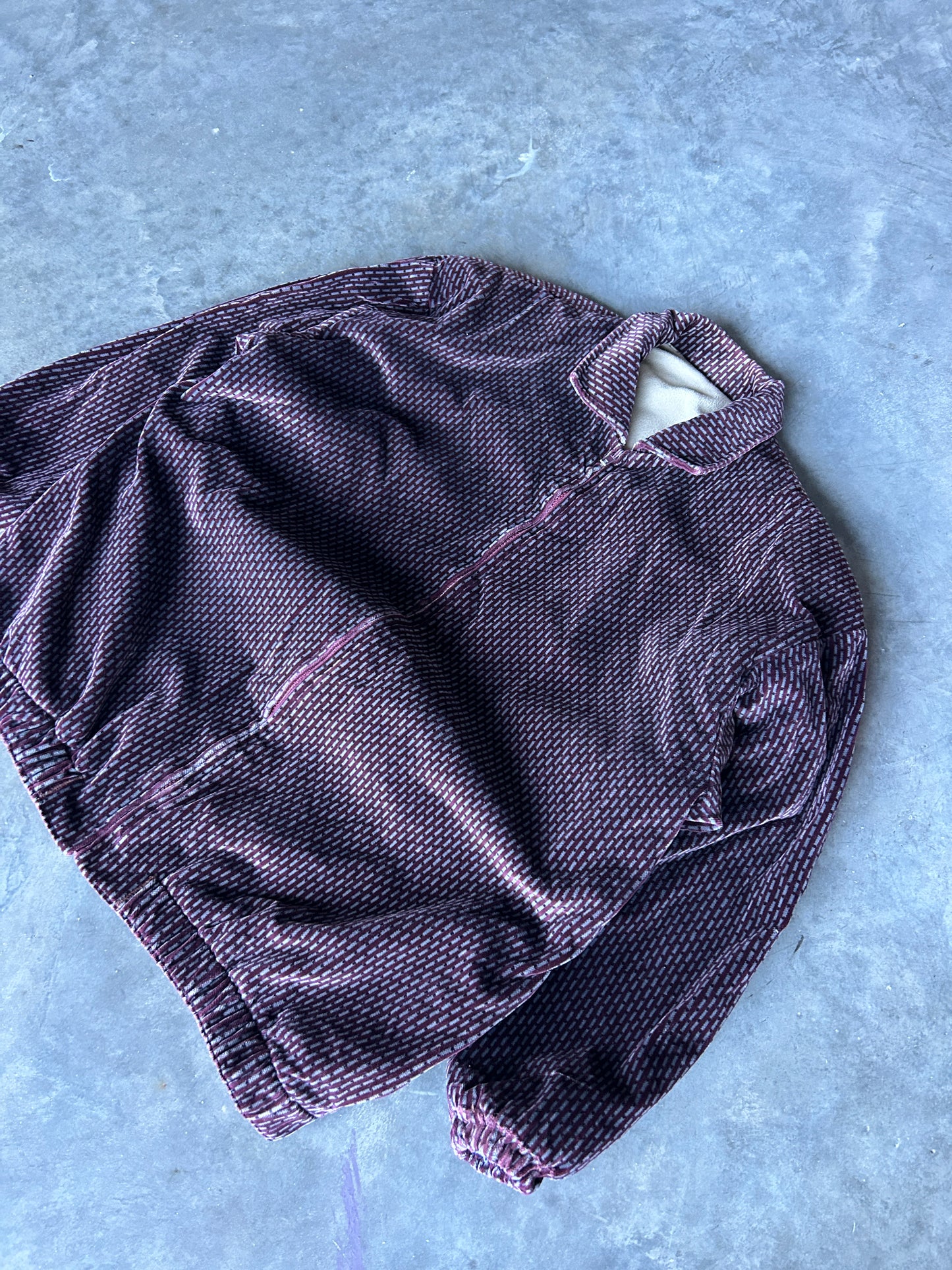 Vintage Velvet Fleece Lined Bomber Jacket (L)