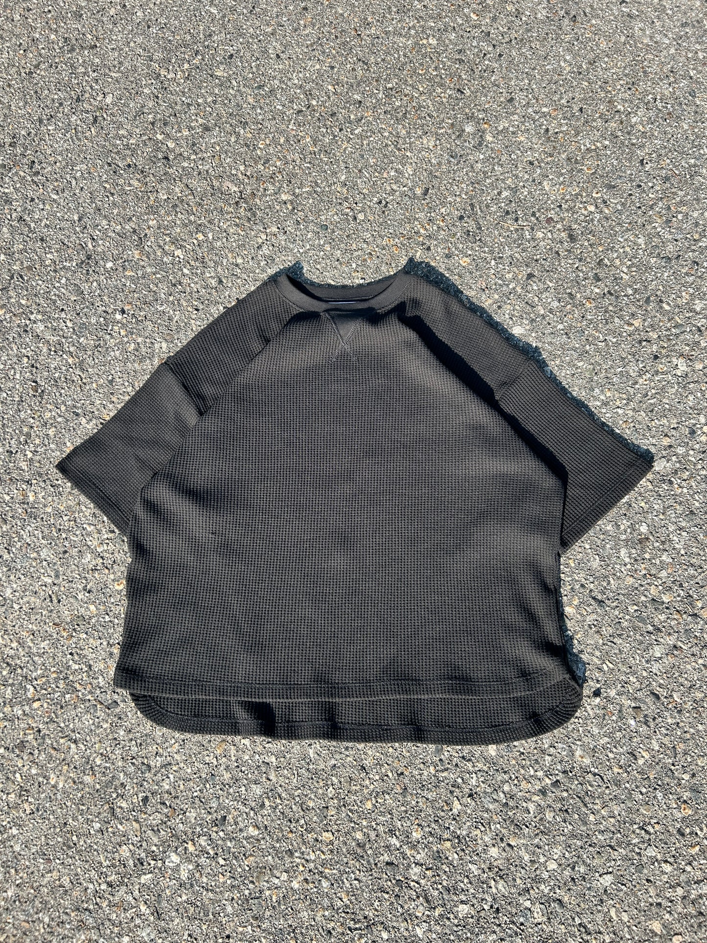 Boxy Black Waffle Knit Tee (L)