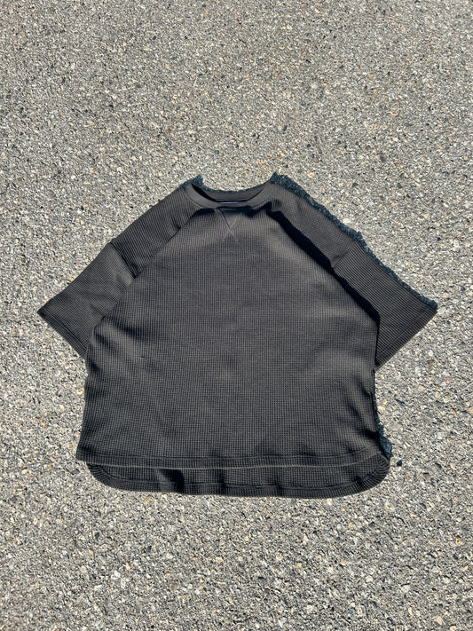 Boxy Black Waffle Knit Tee (L)