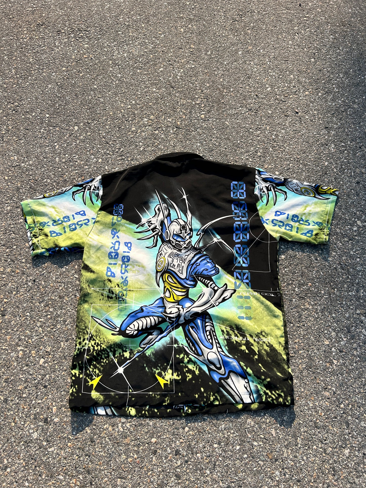 Y2K Sci-Fi Robot AOP Button Up (XL)