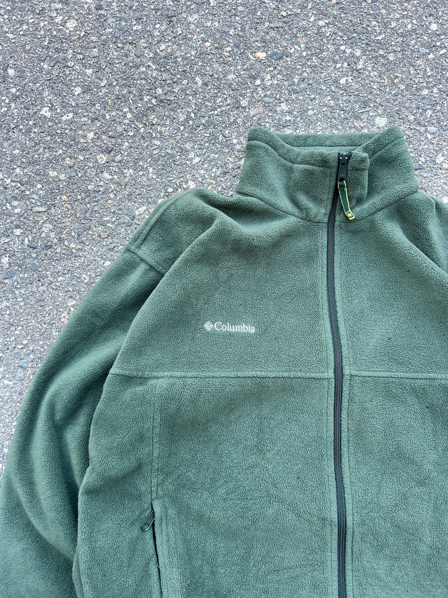 Vintage Green Columbia Zip Fleece Sweater (L)