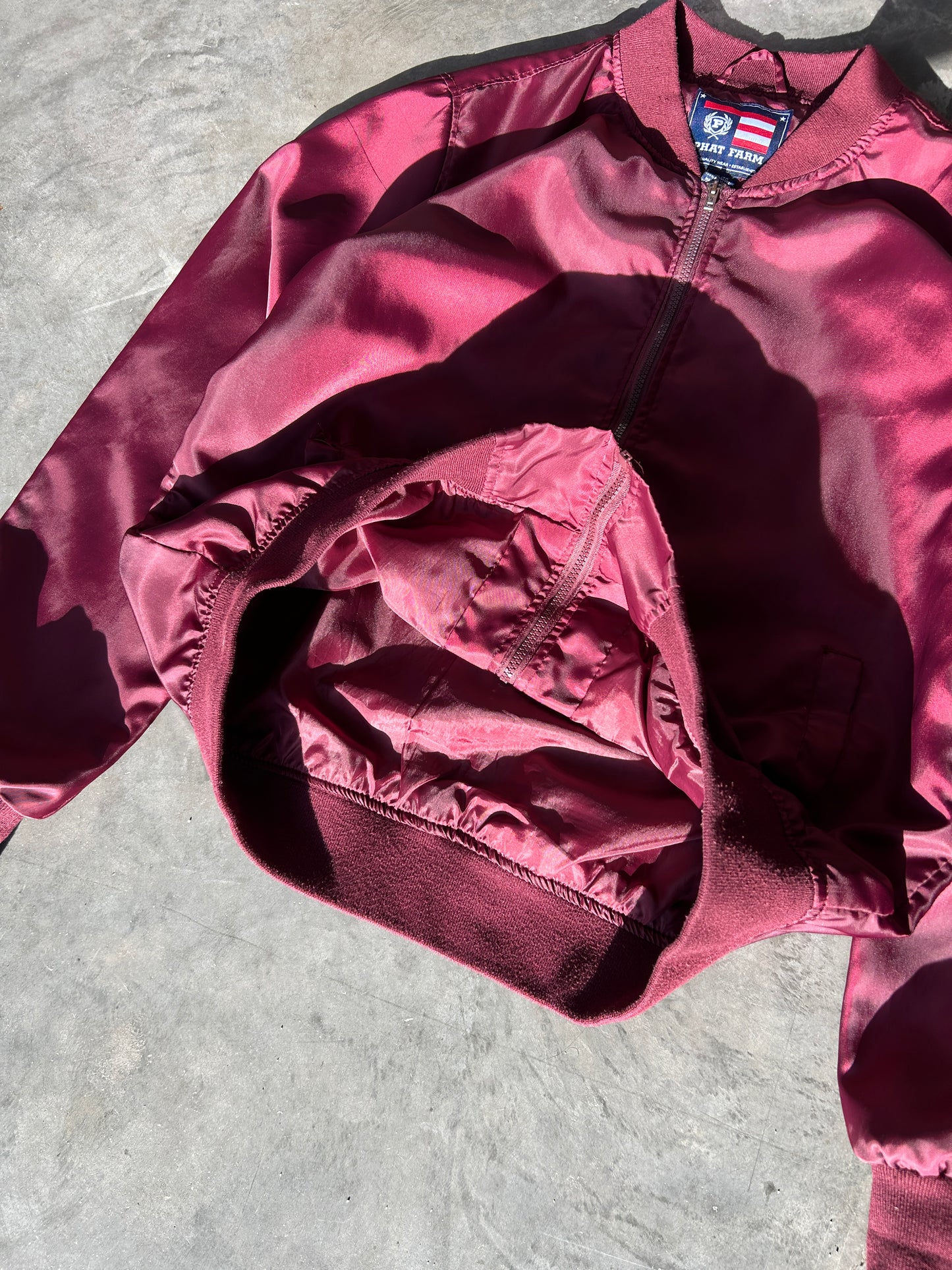 Y2K Phat Farm Burgundy Bomber Jacket (L)