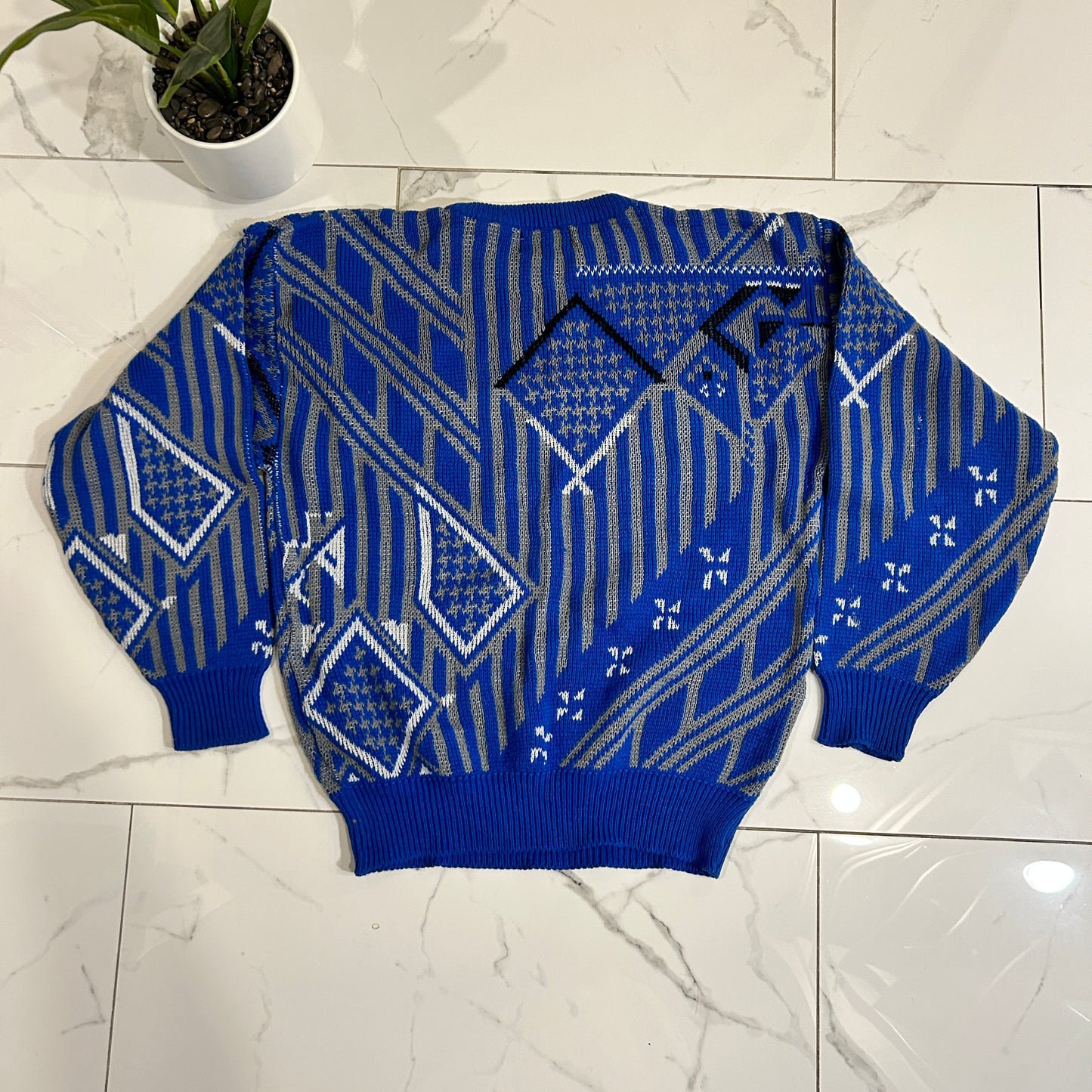 Vintage Cypress Creek Blue Patterned Knit Sweater (M)