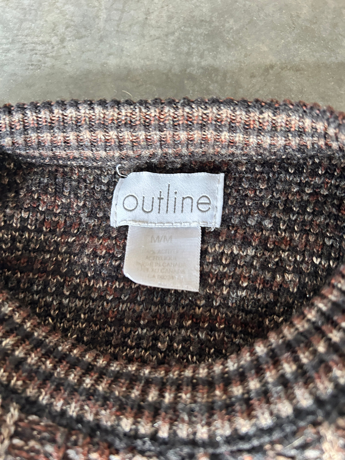 Vintage Outline Brown Square Patterned Knit Sweater (M)