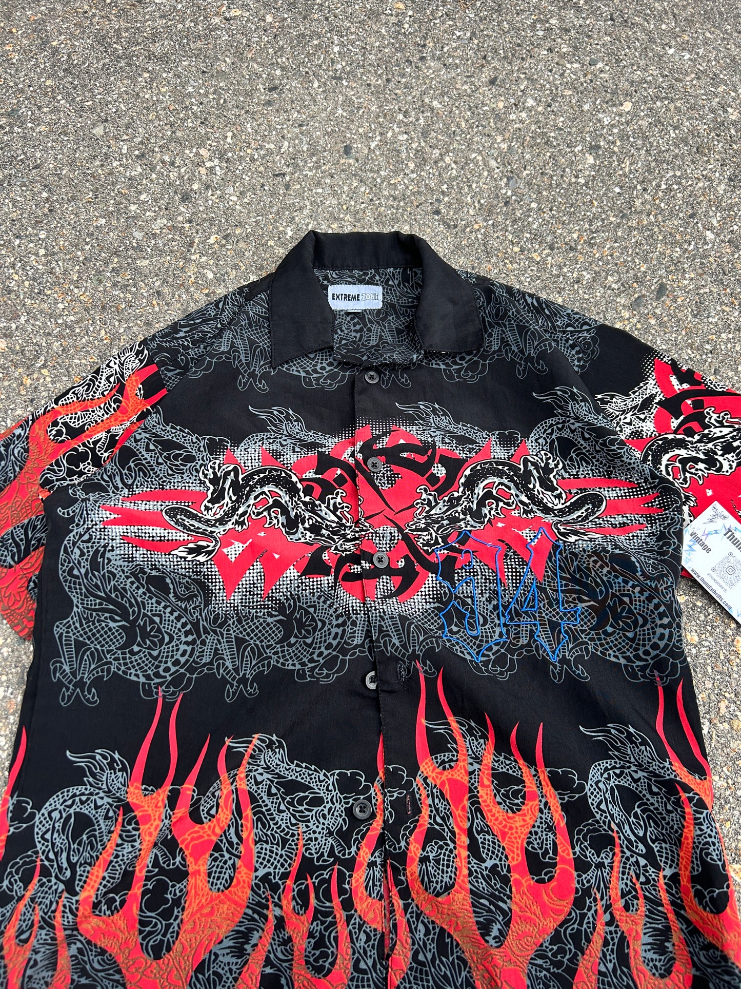 Y2K Flame Dragon Button Up (S)