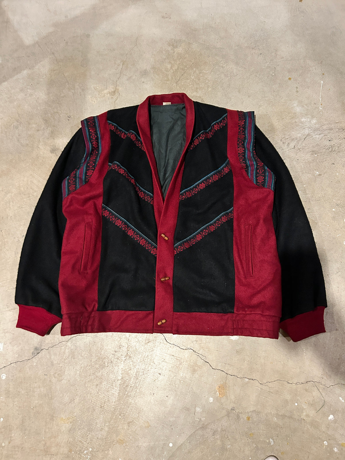 Vintage Wool Aztec Pattern Cardigan Style Jacket (L)