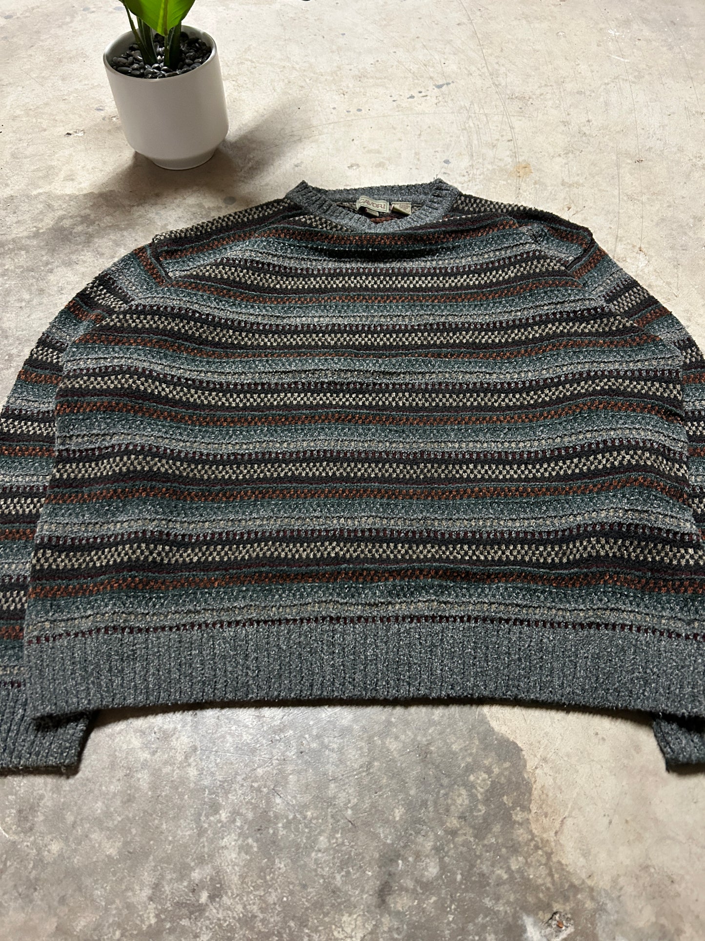 Vintage Cavori Patterned Knit Sweater (XL)