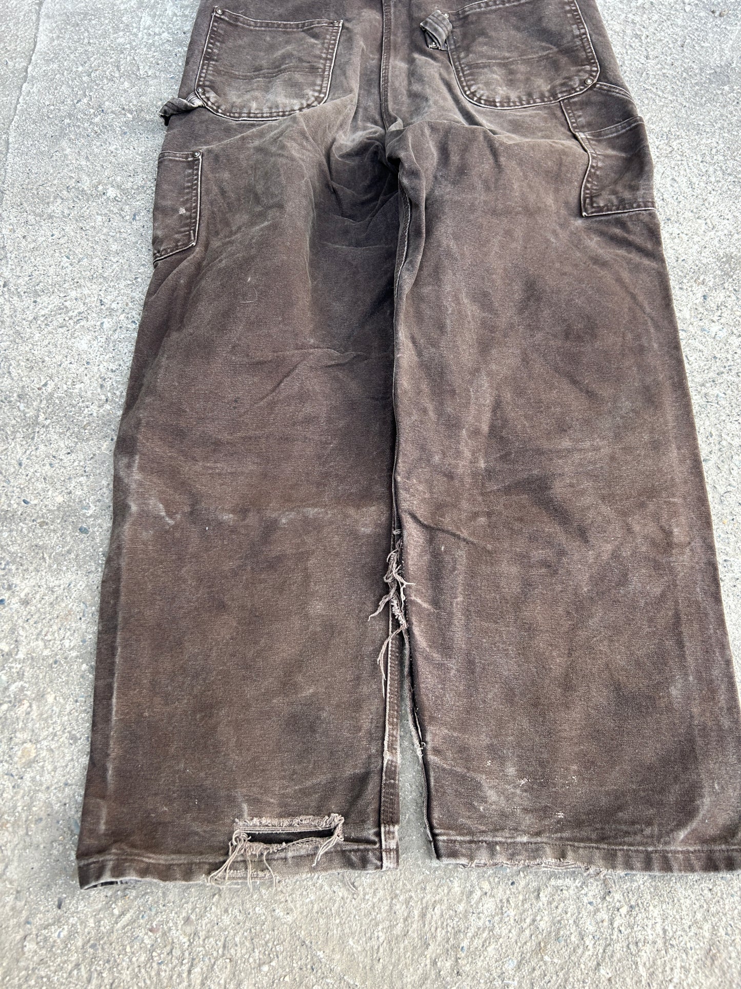 Faded Brown Carhartt Double Knee Overalls (36x32)
