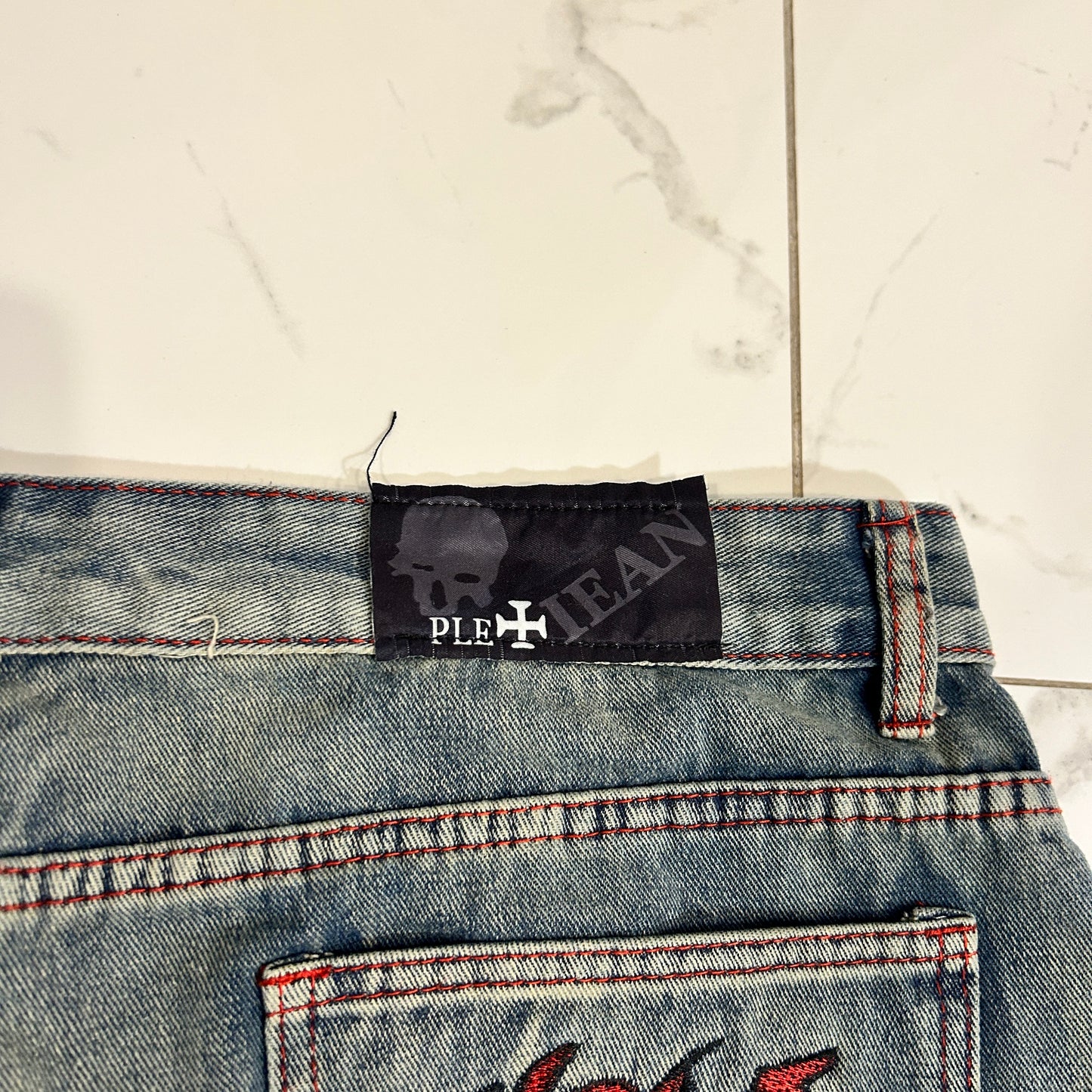 Baggy Skull Embroidered Jeans (40x32)