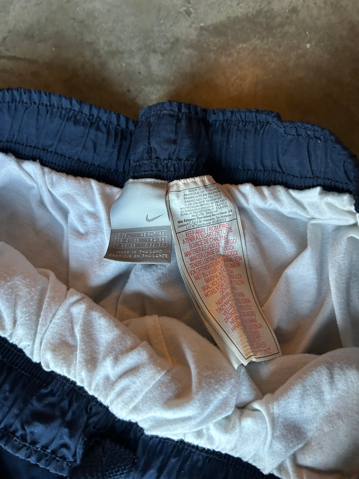 Y2K Nike Knee Stripe Navy Blue Track Pants (L)