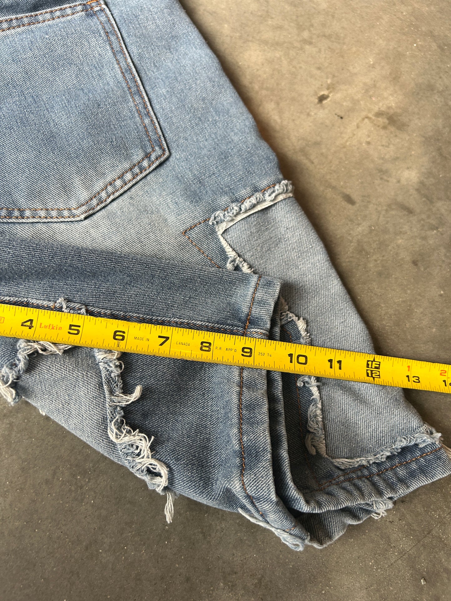 Blue Layered Stitching Star Design Jorts (34W)
