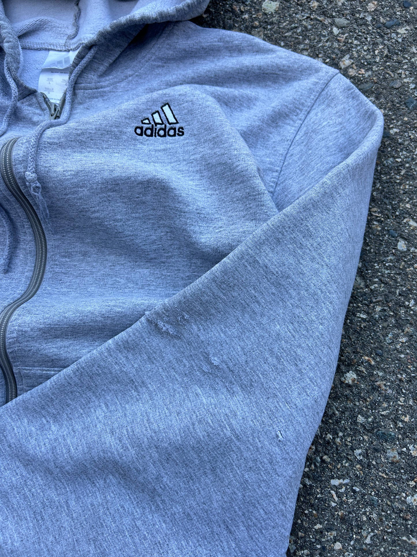 Vintage Grey Adidas Zip Hoodie (L)