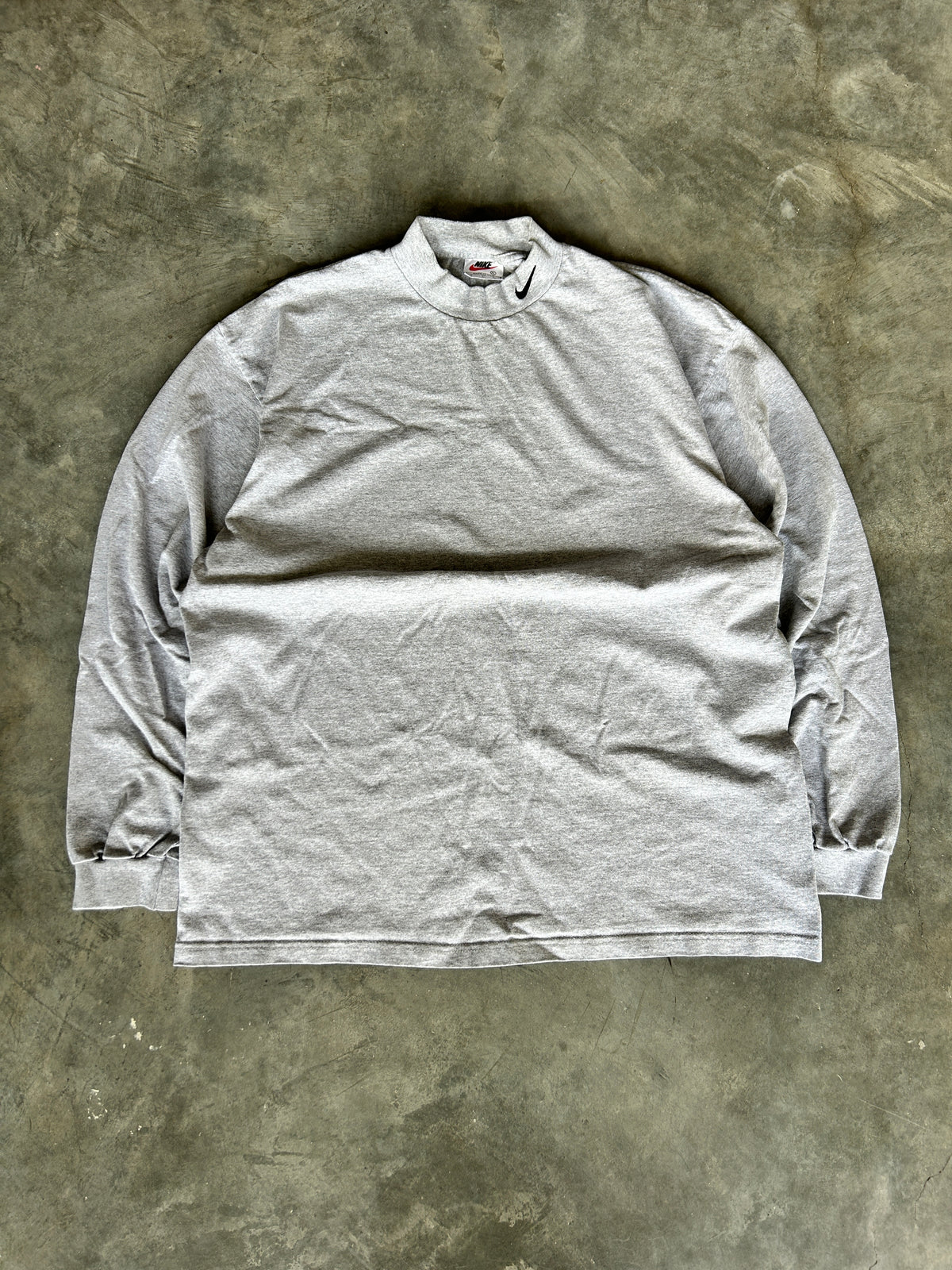 Vintage Grey Nike Mock Neck Check LS Shirt (XL)