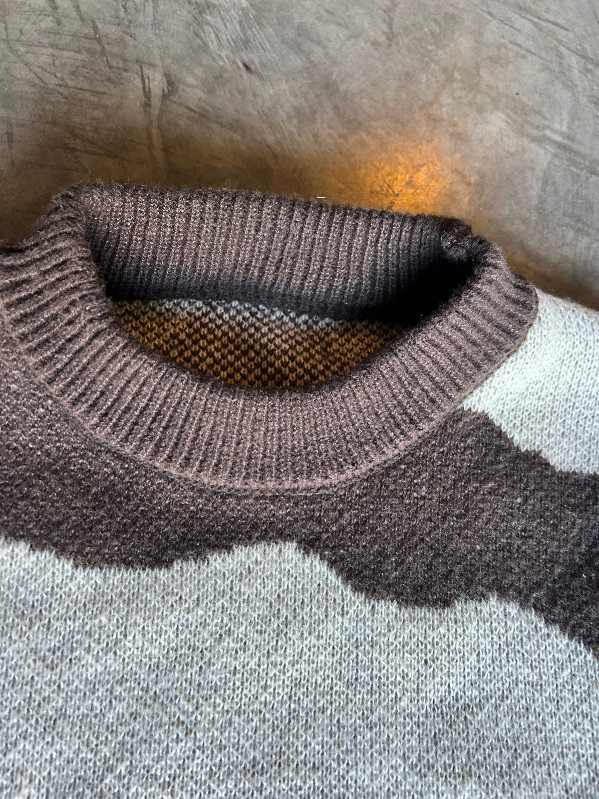 Vintage Hand Knit Brown Patterned Sweater (L)
