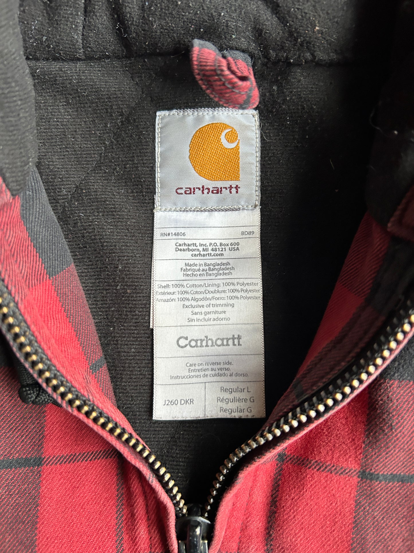 Vintage Carhartt Red Plaid Active Jacket (L)