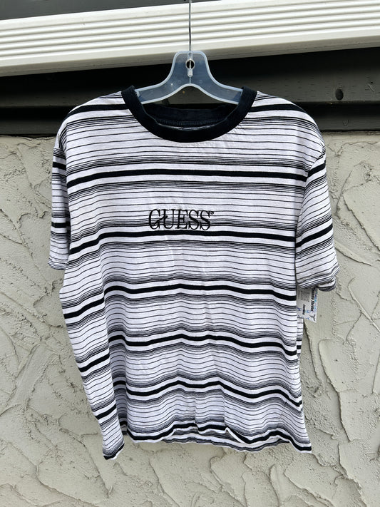 Vintage White Striped Guess Tee (XL)