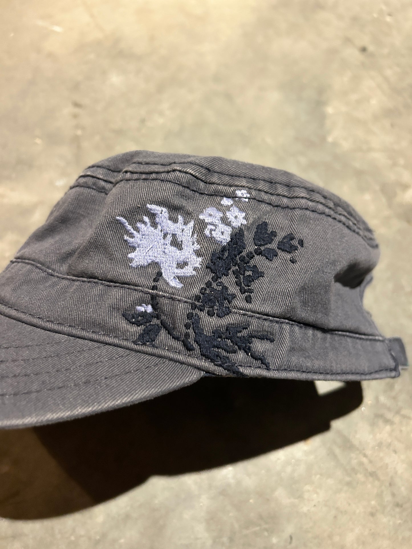 Y2K Embroidered Navy Blue Cadet Cap