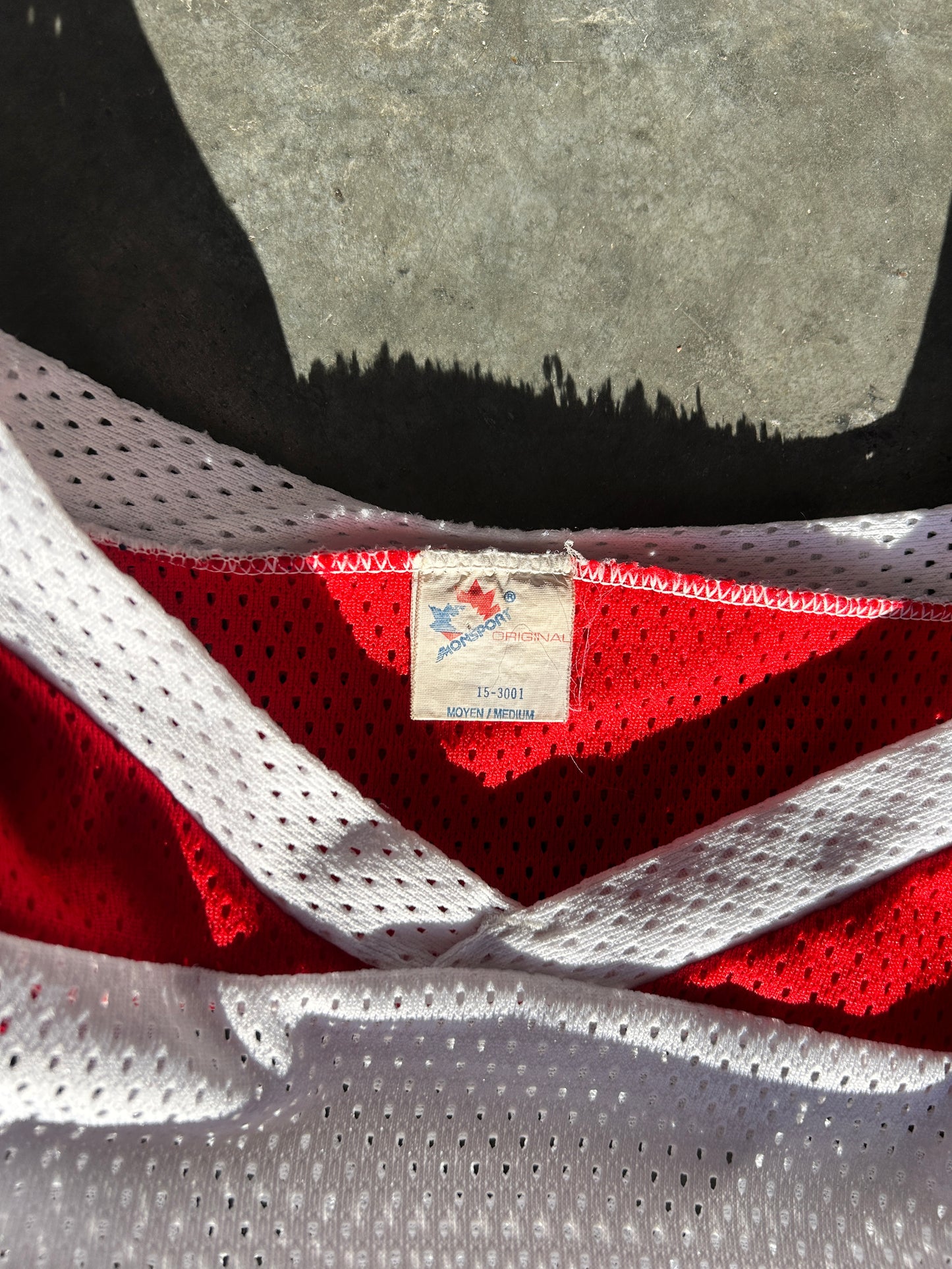 Vintage White and Red Mesh Hockey Jersey (L)