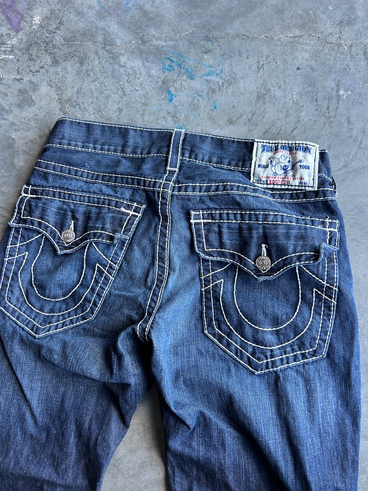Y2K Dark Wash True Religion Flare Jeans (34W)