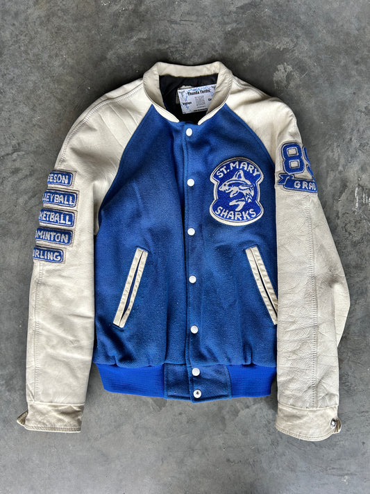 Vintage 1989 St. Mary’s Sharks Varsity Jacket (M)