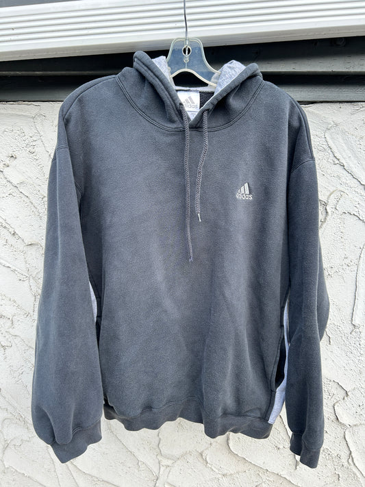 Y2K Black and Grey Faded Adidas Hoodie (L)