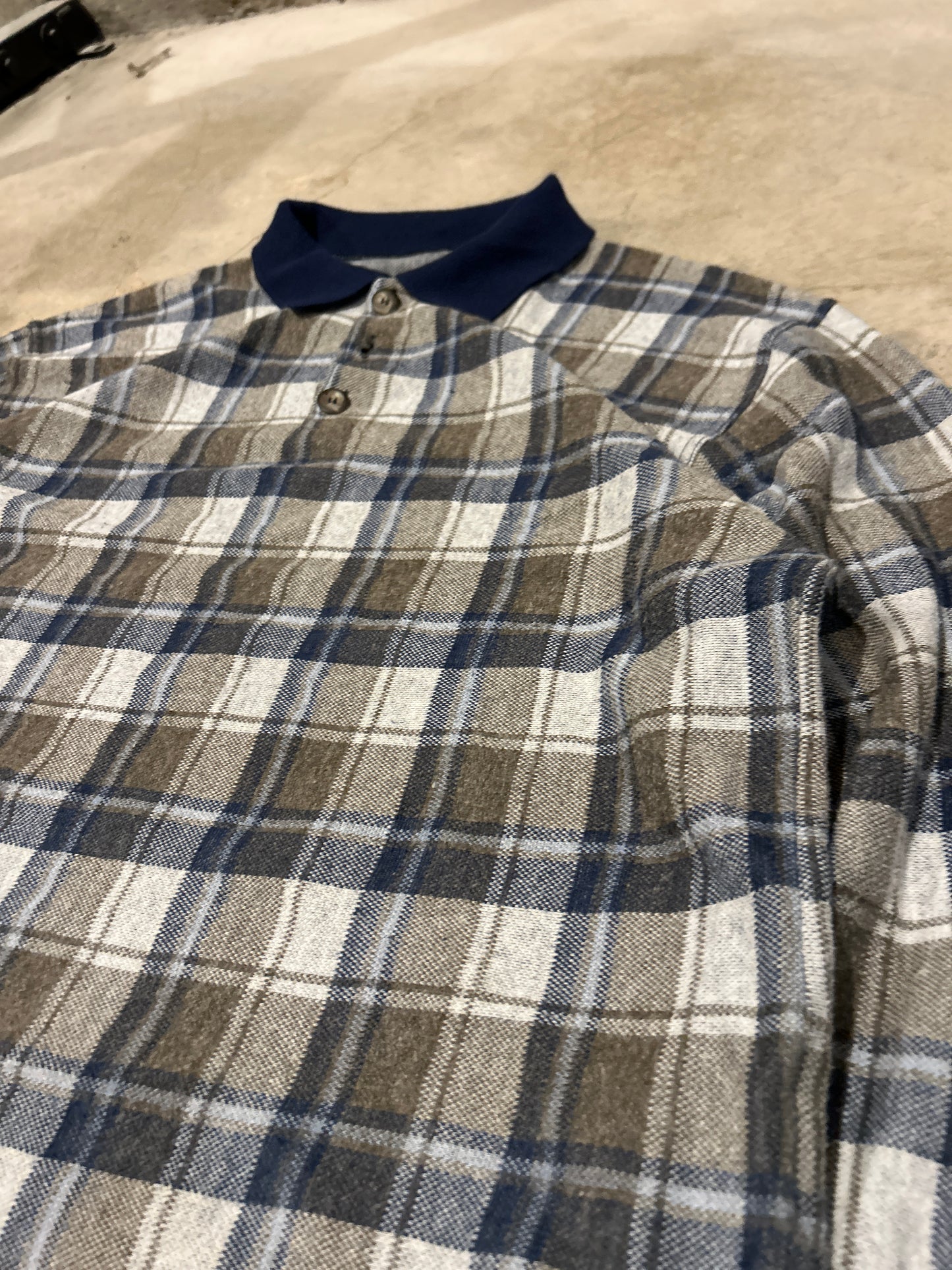 Vintage Flannel Collared Cotton Acrylic Shirt (XL)