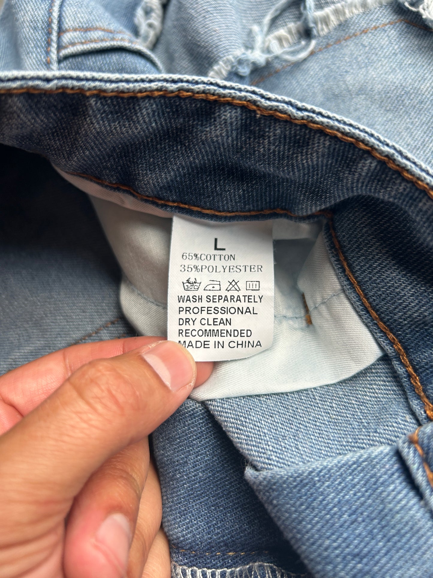Blue Layered Stitching Star Design Jorts (34W)