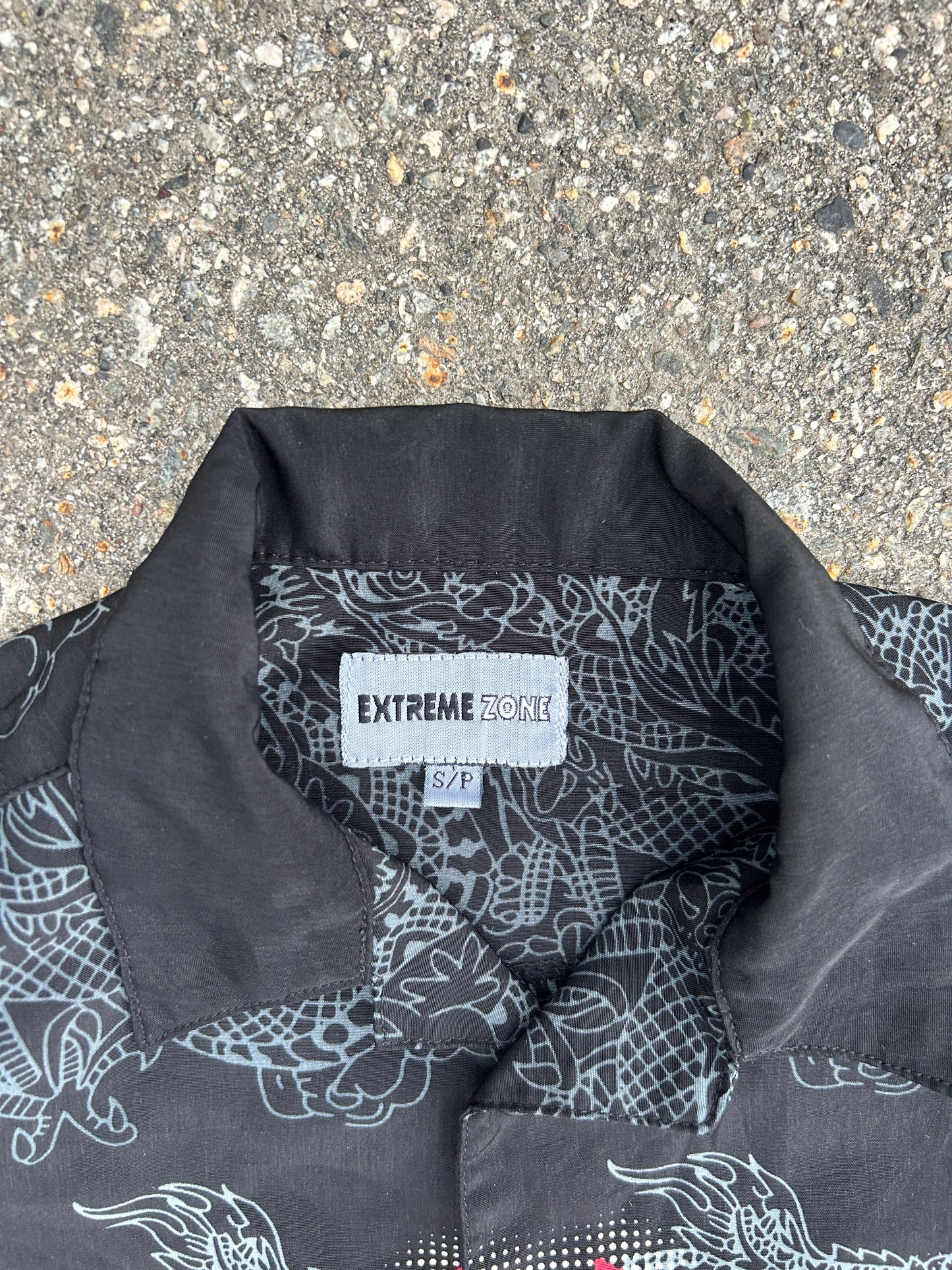 Y2K Flame Dragon Button Up (S)