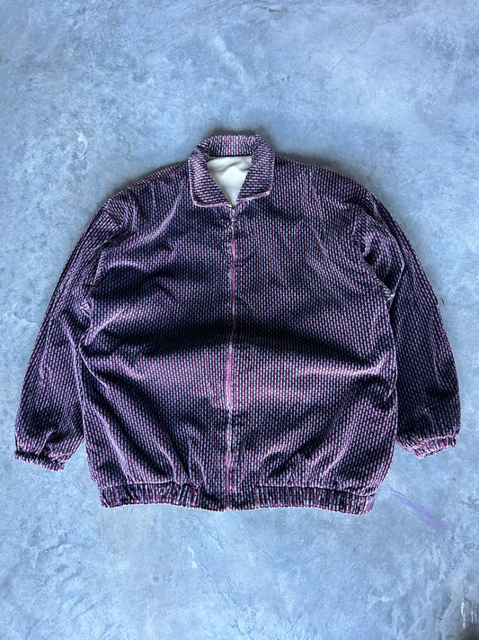 Vintage Velvet Fleece Lined Bomber Jacket (L)