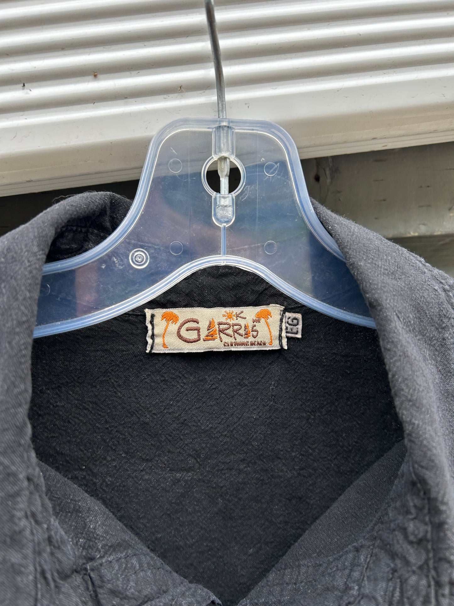 Black Embroidered Cotton Button Up (XL)