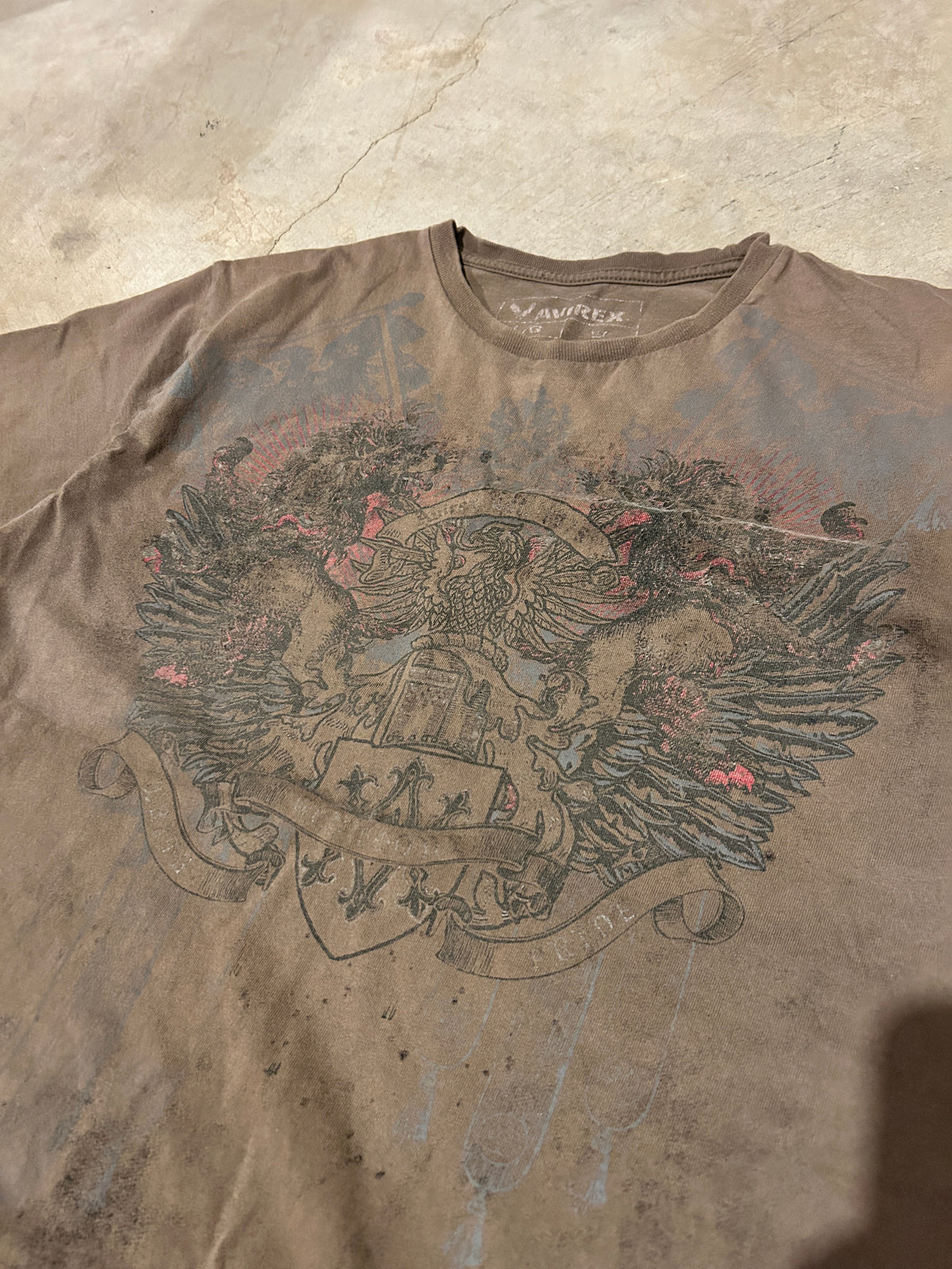 Y2K Brown Avirex Grunge Tee (L)