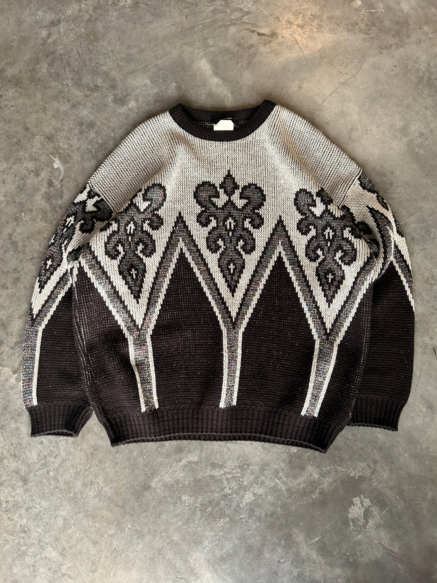 Vintage Asphalt Wool Blend Knit Sweater (L)