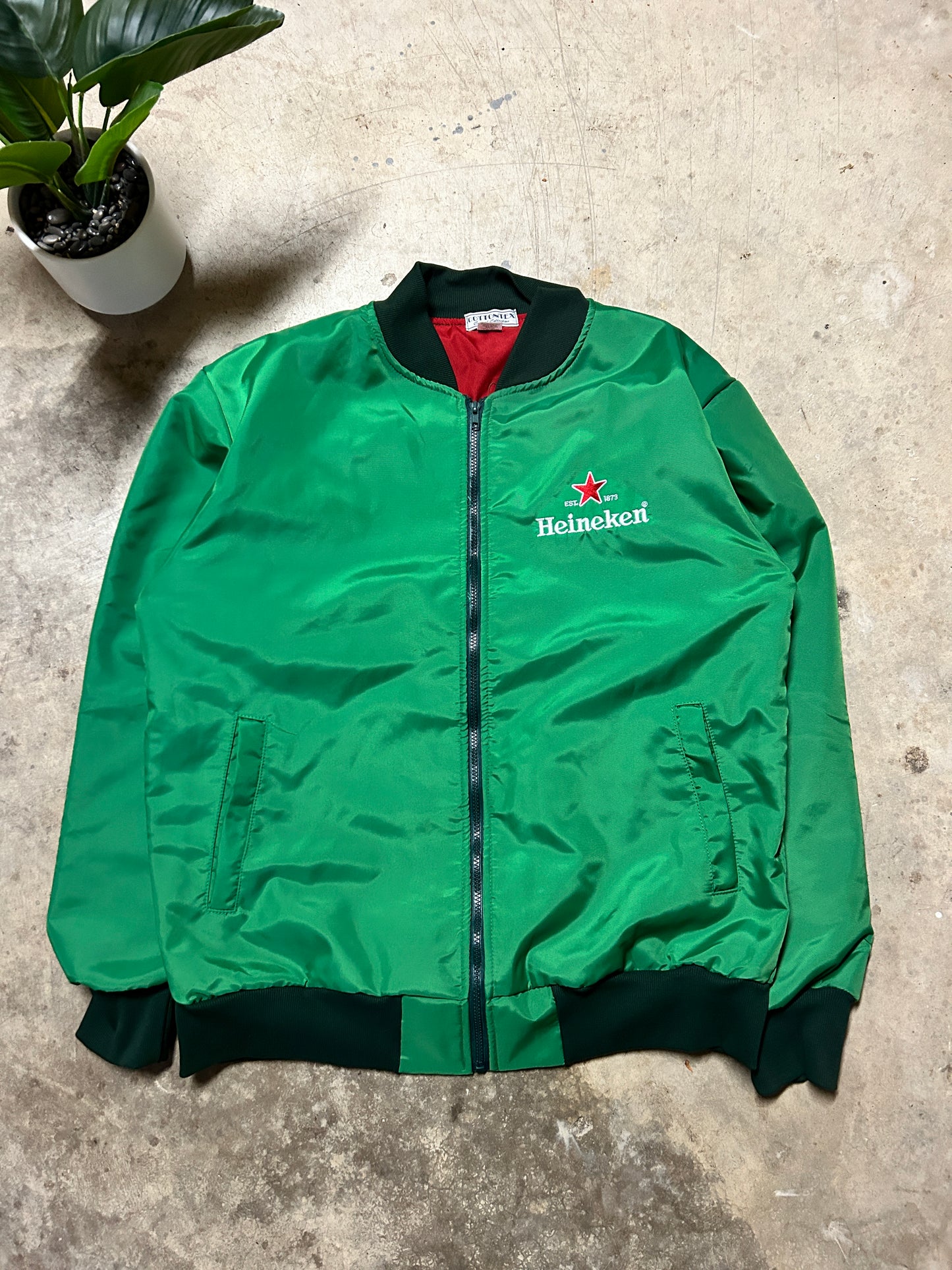 Vintage Red Lined Heineken Jacket (XL)