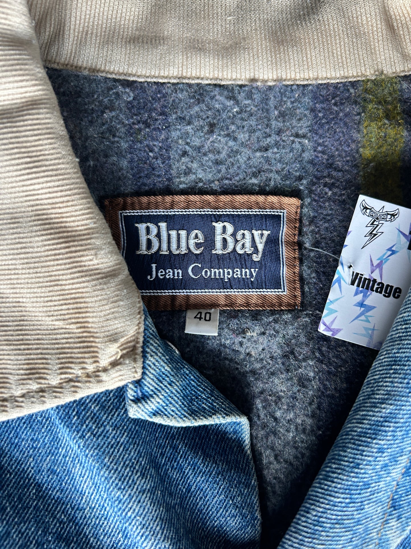 Vintage Blue Bay Jean Company Blanket Lined Denim Jacket (M)