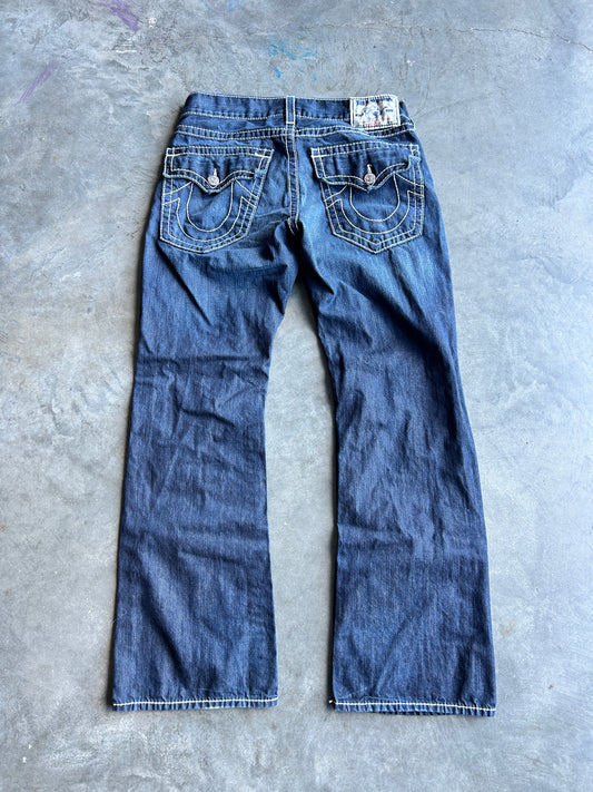 Y2K Dark Wash True Religion Flare Jeans (34W)