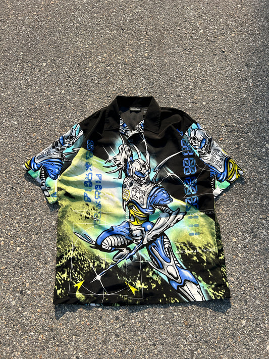 Y2K Sci-Fi Robot AOP Button Up (XL)