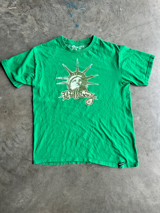 Y2K Billabong Green Statue of Liberty Tee (M)