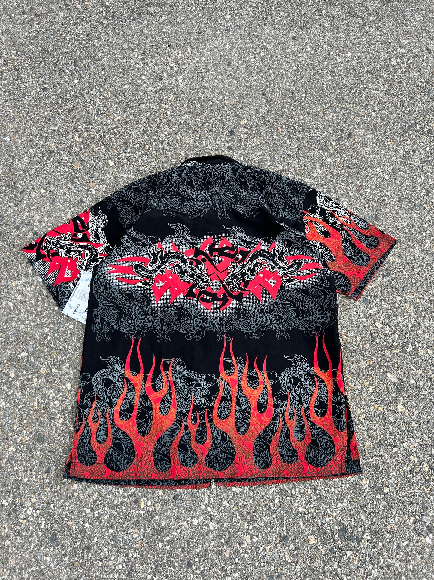 Y2K Flame Dragon Button Up (S)