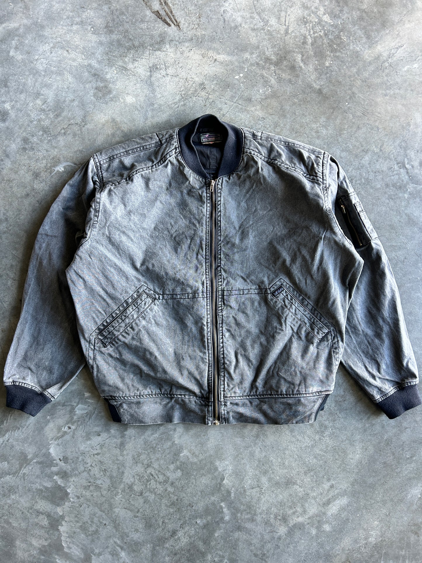 Vintage Misty Mountain Faded Charcoal Bomber Jacket (XL)