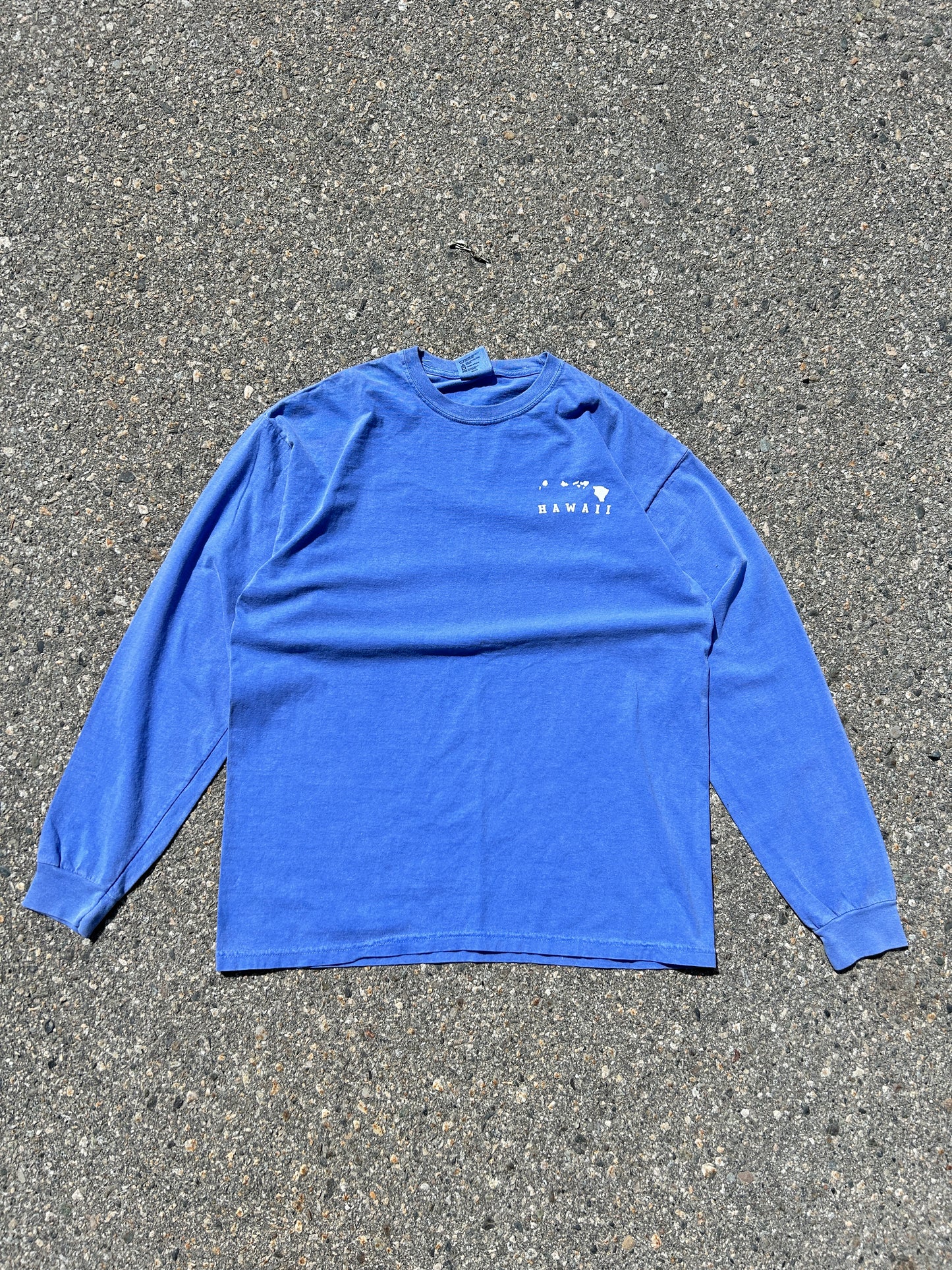 Faded Blue Hawaii North Shore Back Spell-out LS Shirt (L)