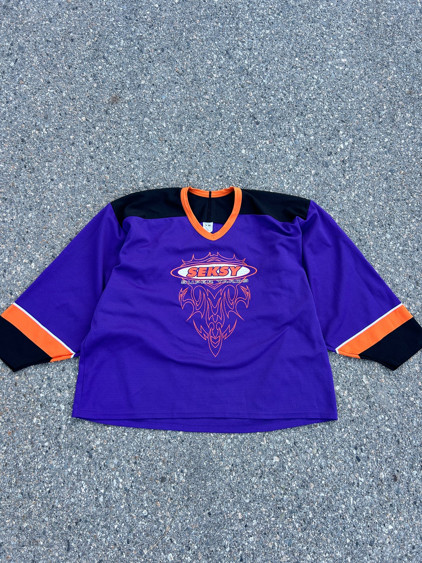 Y2K Style Graphic “Seksy” Hockey Jersey (XL)