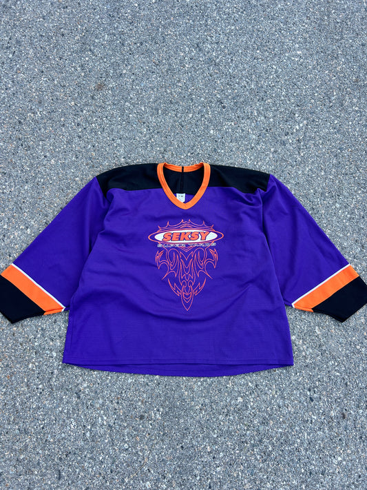 Y2K Style Graphic “Seksy” Hockey Jersey (XL)