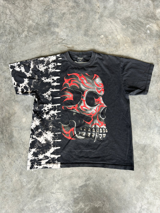 Y2K Teeth Studs Tribal Skull Tee (L)